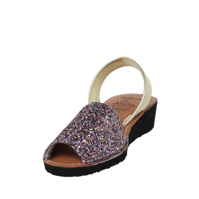 3275 - Menorquina Cuña Mujer Glitter Multicolor
