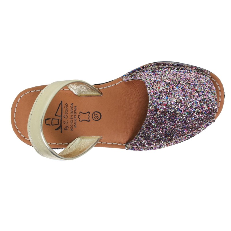 3275 - Menorquina Cuña Mujer Glitter Multicolor