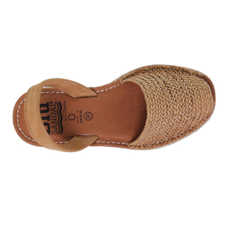 488015550BLU - Menorquina Plana Mujer Cuero