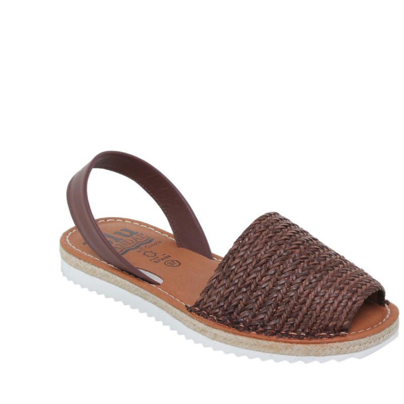 488015550BLU - Menorquina Plana Mujer Marrón