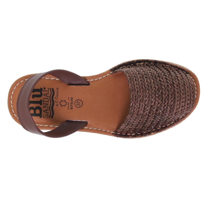 488015550BLU - Menorquina Plana Mujer Marrón