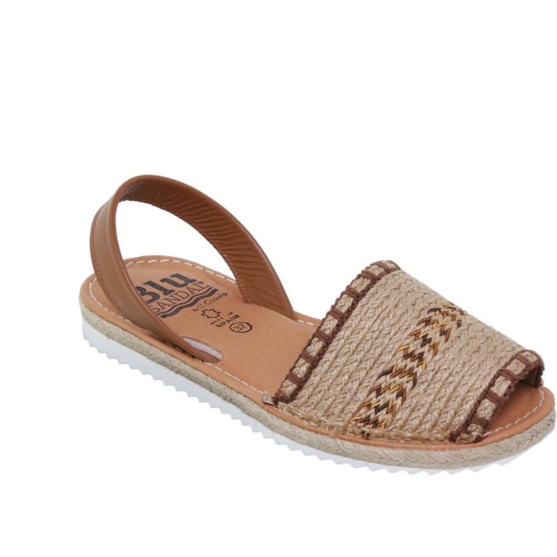 586015521BLU - Menorquina Plana Mujer Cuero