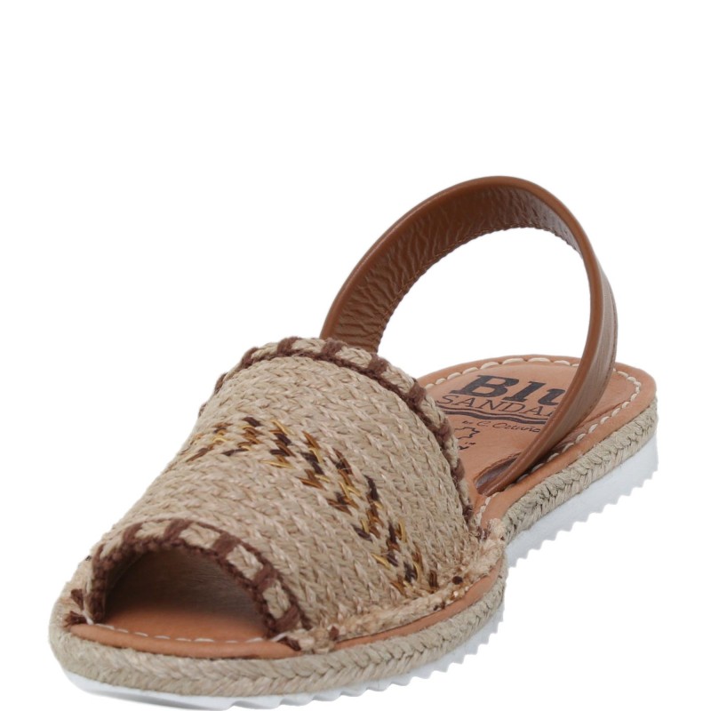 586015521BLU - Menorquina Plana Mujer Cuero