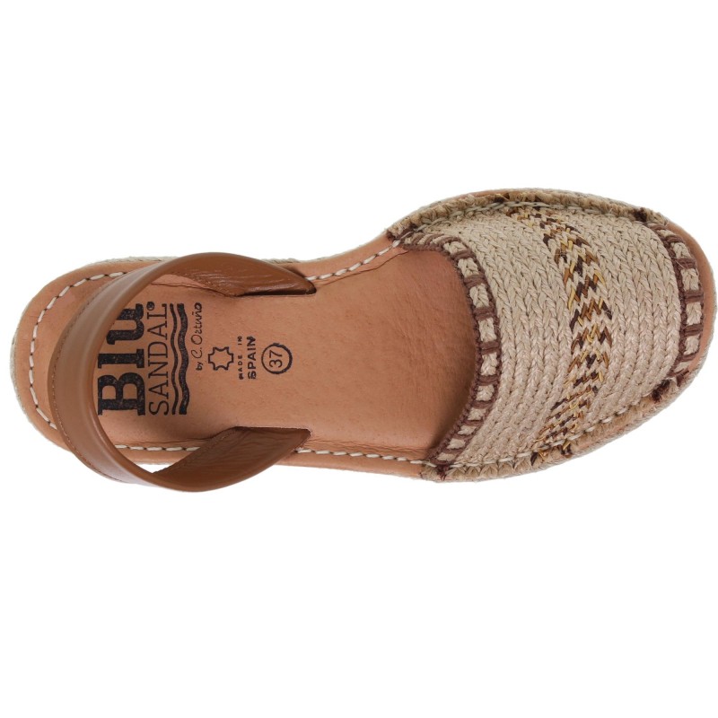 586015521BLU - Menorquina Plana Mujer Cuero