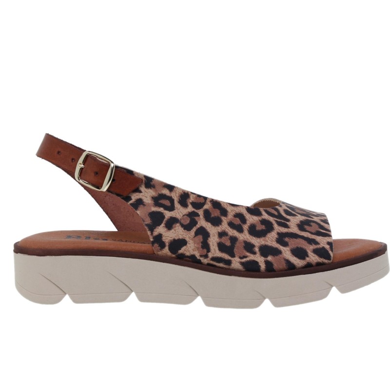 61407733BLU - Sandalia Plana Mujer Leopardo