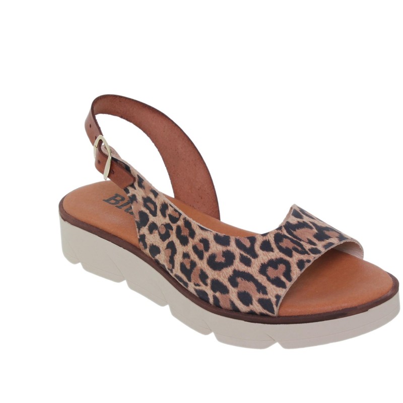 61407733BLU - Sandalia Plana Mujer Leopardo