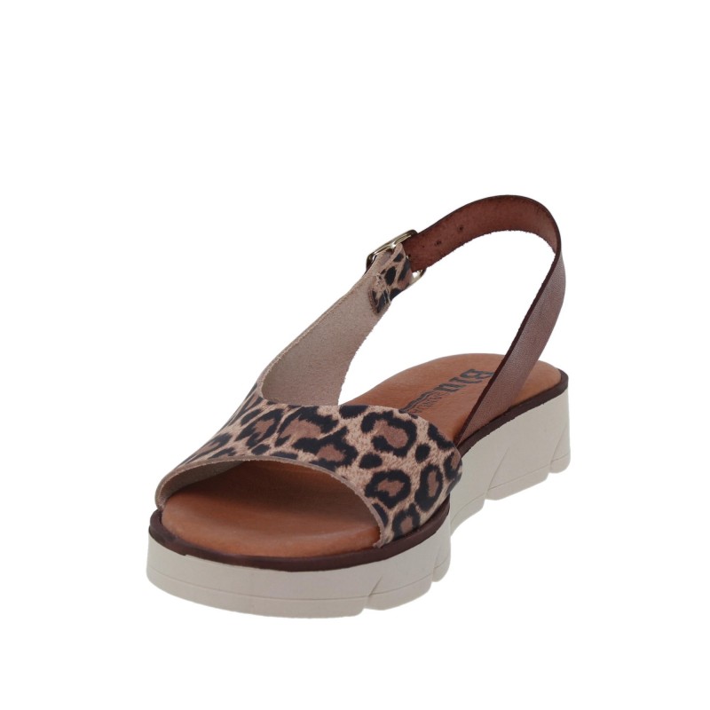 61407733BLU - Sandalia Plana Mujer Leopardo