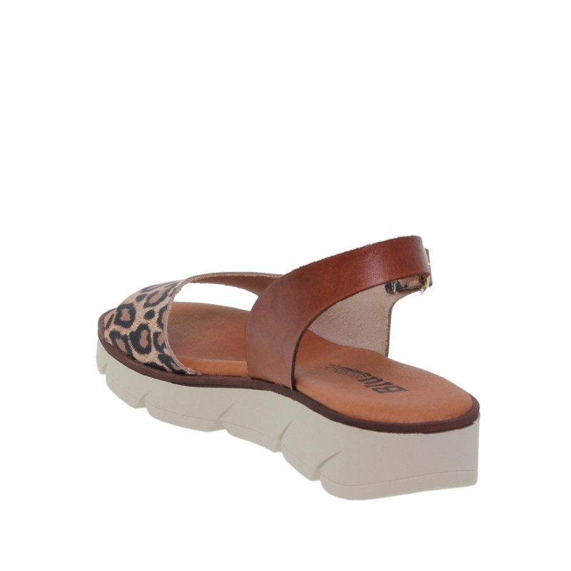 61407733BLU - Sandalia Plana Mujer Leopardo