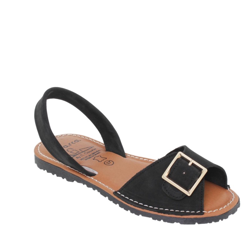 76502437AV - Menorquina Plana Mujer Negro