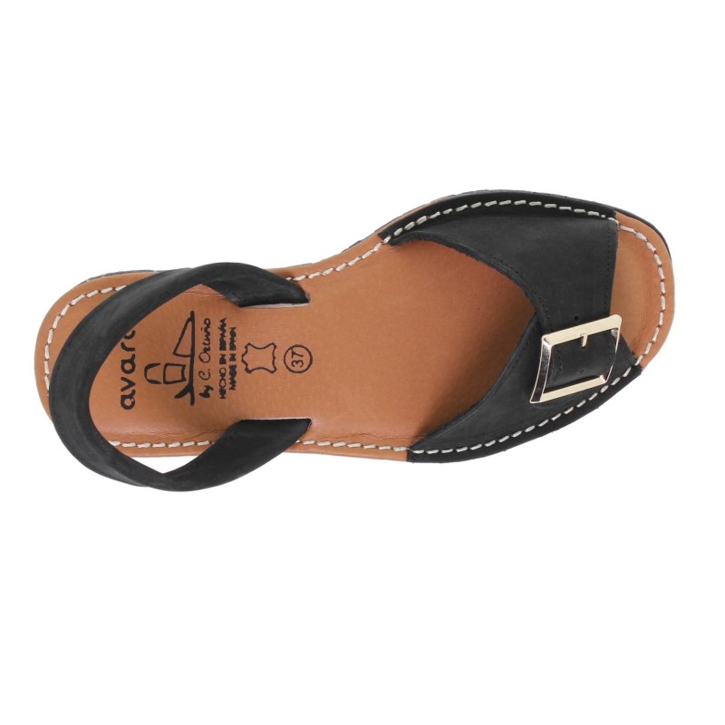 76502437AV - Menorquina Plana Mujer Negro