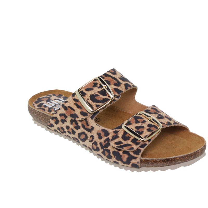 5940896BLU - Sandalia Plana Bio Mujer Leopardo