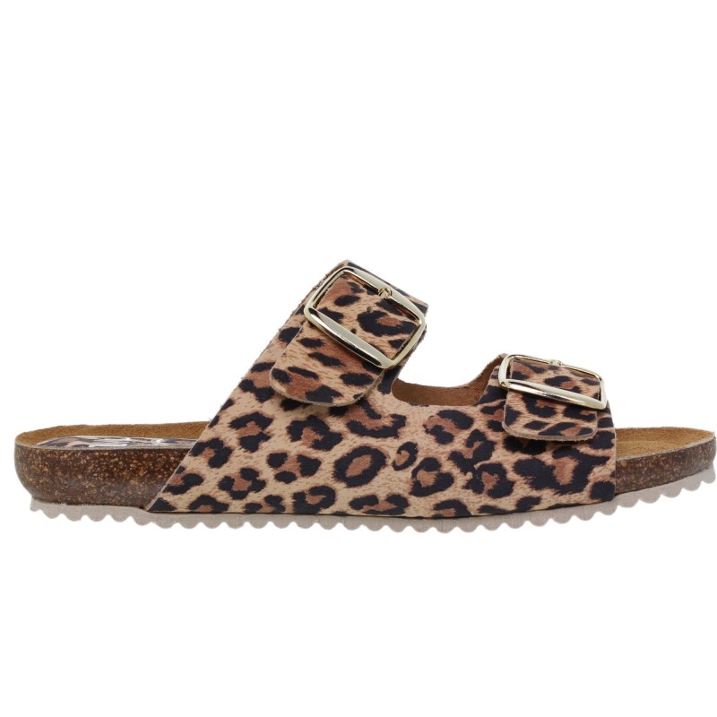 5940896BLU - Sandalia Plana Bio Mujer Leopardo