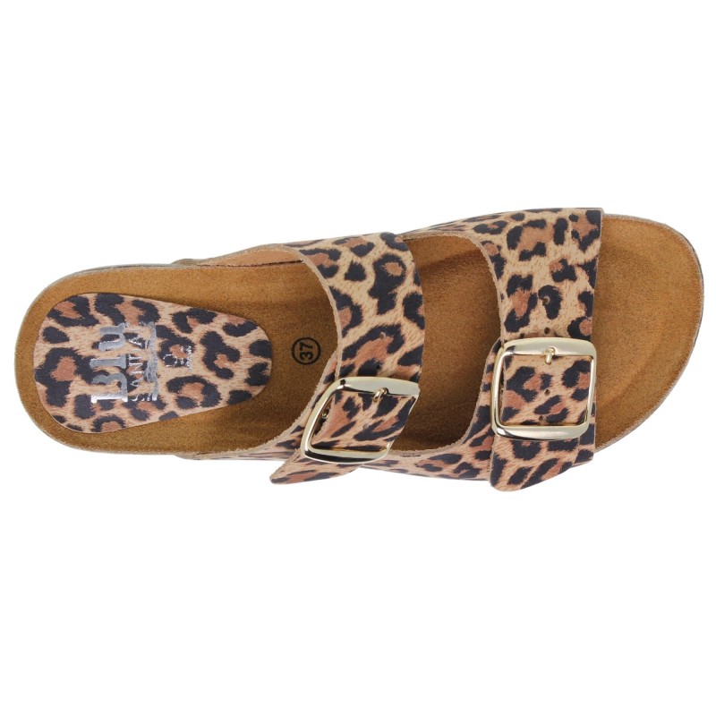 5940896BLU - Sandalia Plana Bio Mujer Leopardo