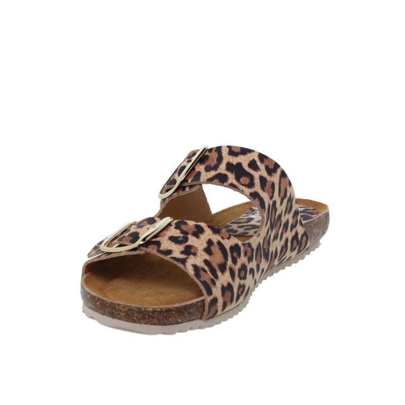 5940896BLU - Sandalia Plana Bio Mujer Leopardo