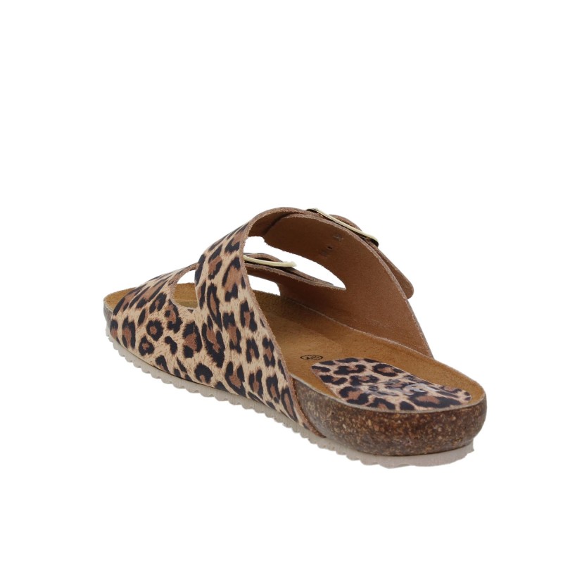 5940896BLU - Sandalia Plana Bio Mujer Leopardo