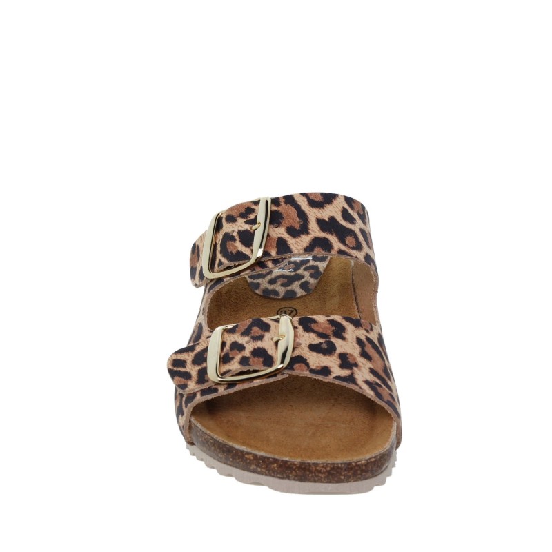 5940896BLU - Sandalia Plana Bio Mujer Leopardo