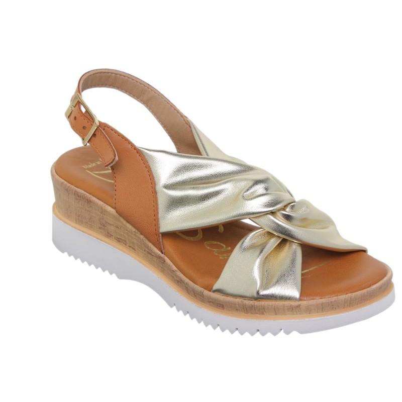 9080921BLU - Sandalia Señora Piel Platino