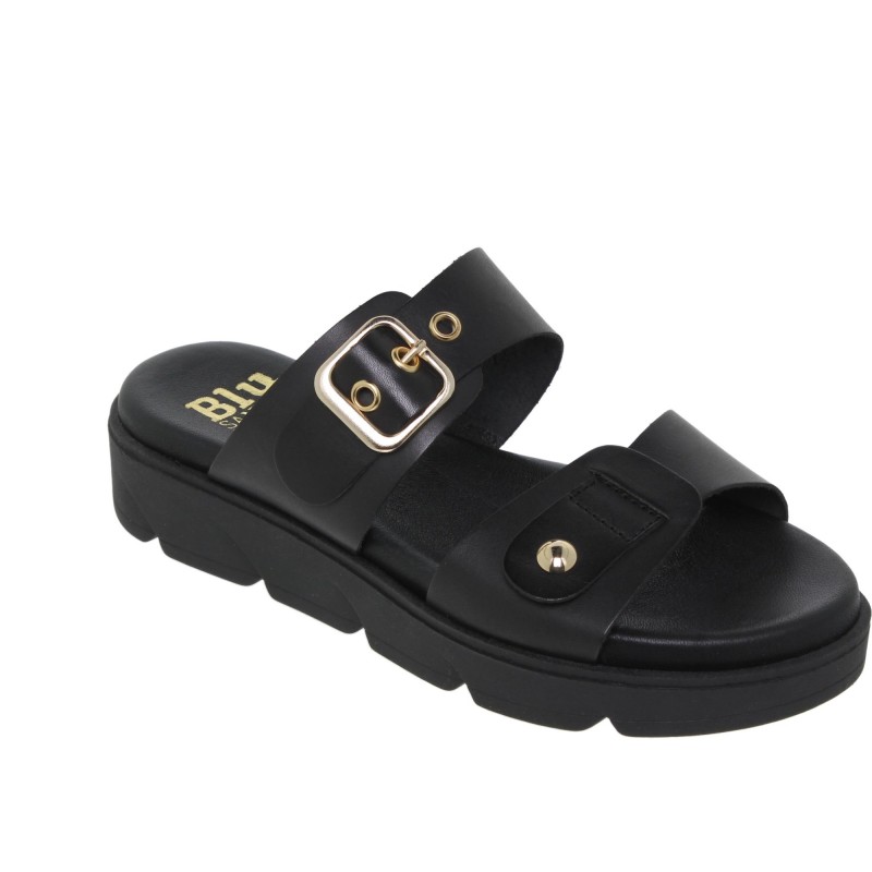 284058803BLU - Sandalia Plana Mujer Negro