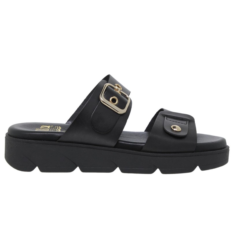 284058803BLU - Sandalia Plana Mujer Negro