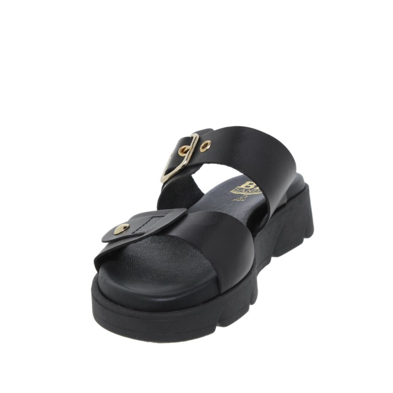284058803BLU - Sandalia Plana Mujer Negro