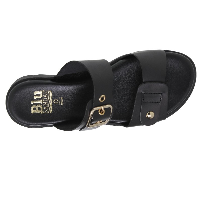 284058803BLU - Sandalia Plana Mujer Negro
