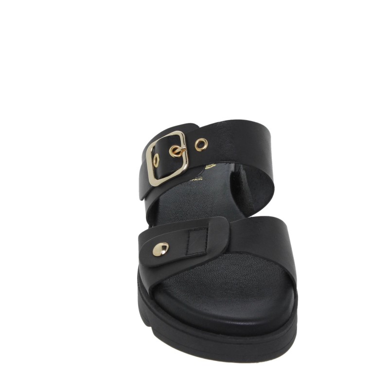 284058803BLU - Sandalia Plana Mujer Negro