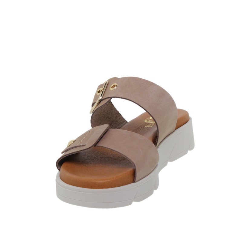 284058803BLU - Sandalia Plana Mujer Taupe