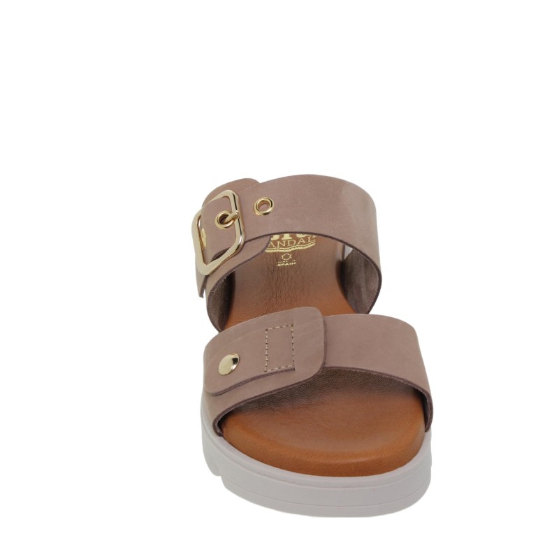 284058803BLU - Sandalia Plana Mujer Taupe