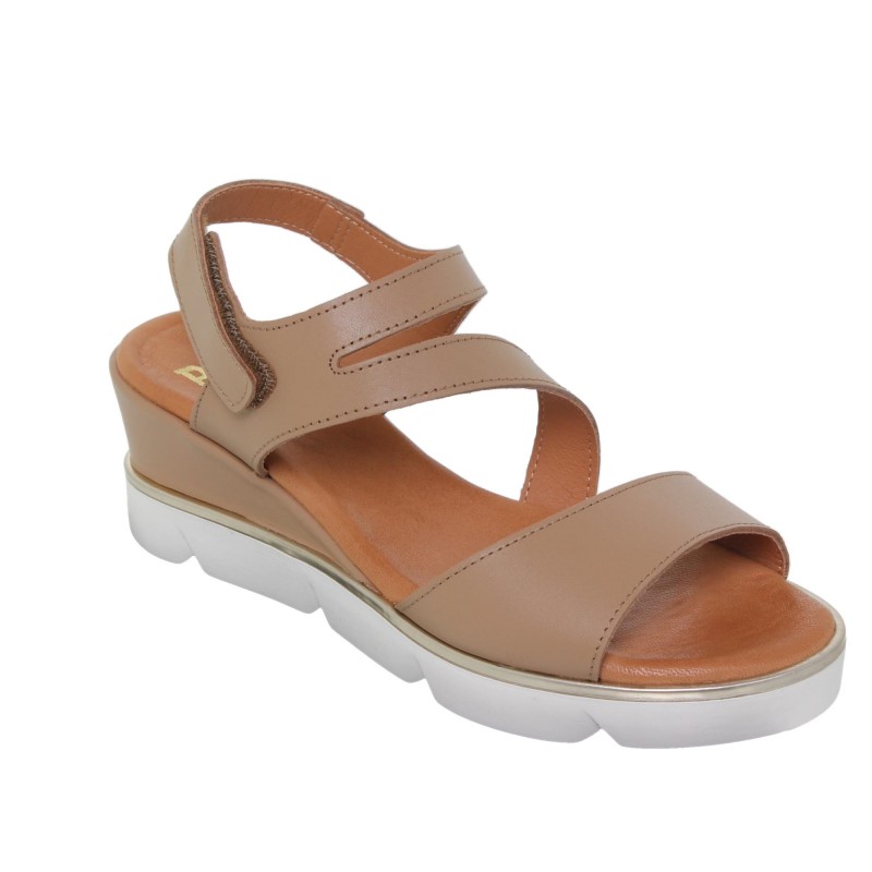 749012614BLU - Sandalia Cuña Mujer Beig