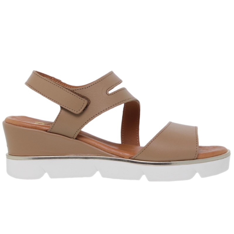 749012614BLU - Sandalia Cuña Mujer Beig