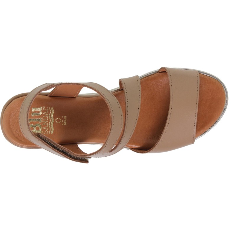 749012614BLU - Sandalia Cuña Mujer Beig
