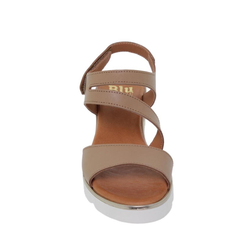 749012614BLU - Sandalia Cuña Mujer Beig