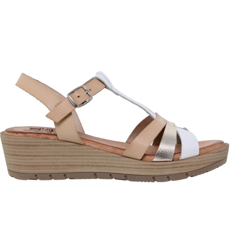 19803114BLU - Sandalia Cuña Mujer Multicolor