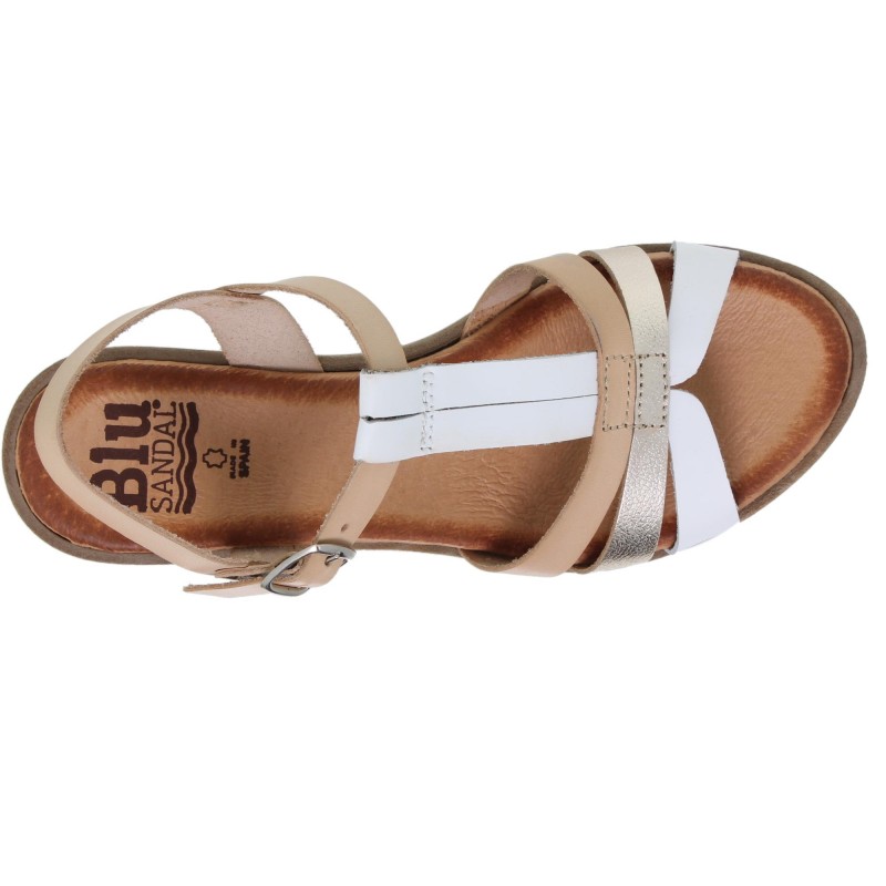 19803114BLU - Sandalia Cuña Mujer Multicolor