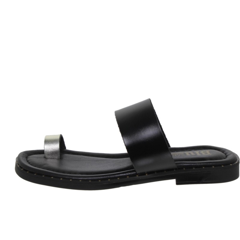5590260228BLU - Sandalia Plana Mujer Piel Negro