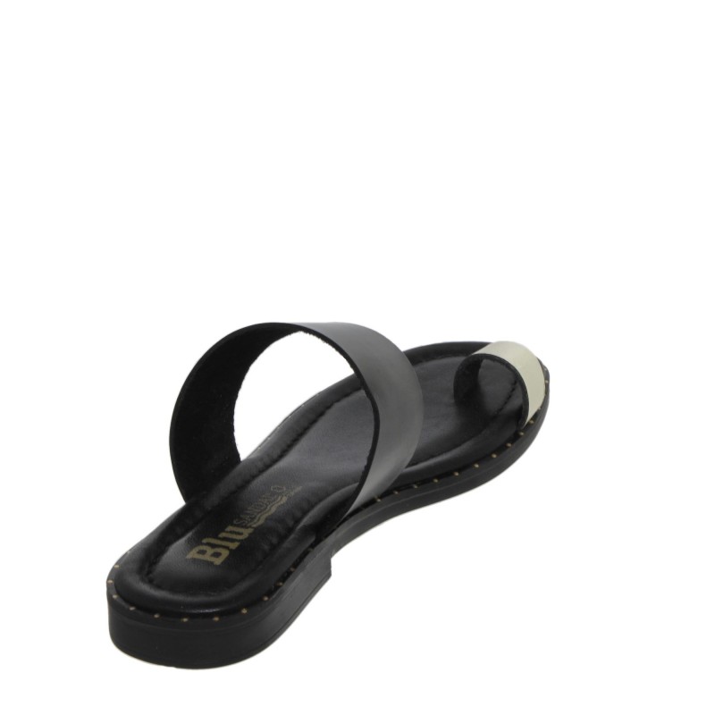 5590260228BLU - Sandalia Plana Mujer Piel Negro