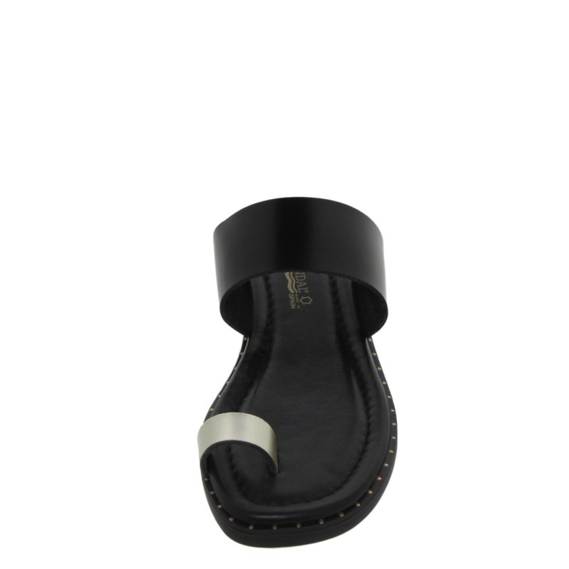 5590260228BLU - Sandalia Plana Mujer Piel Negro