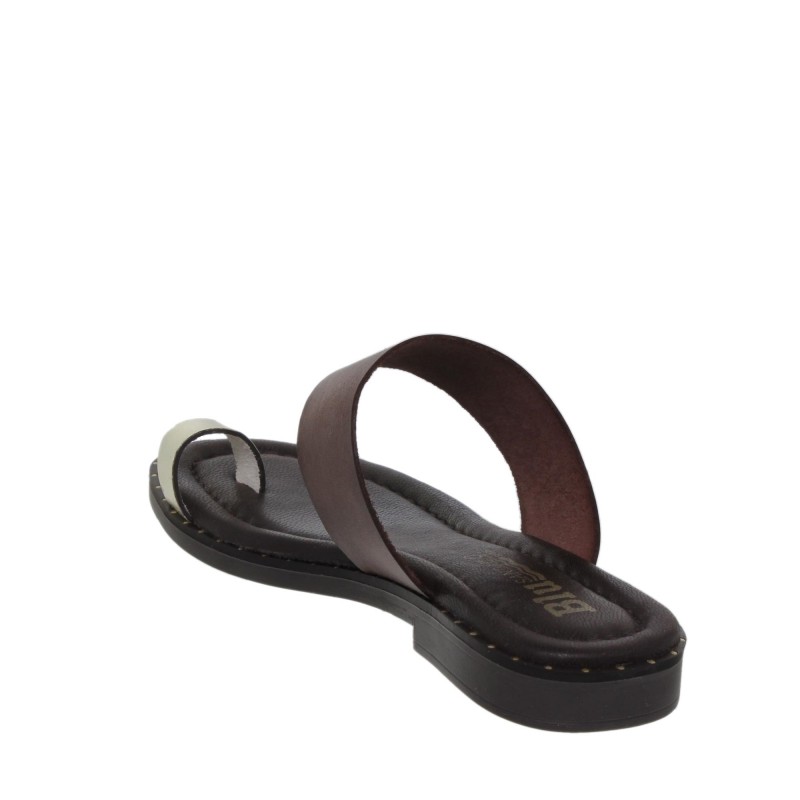 5590260228BLU - Sandalia Plana Mujer Piel Marron