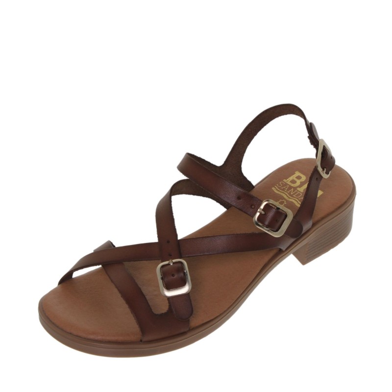 933095006BLU - Sandalia Tacón Mujer Piel Marrón