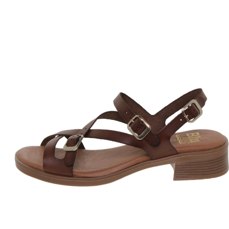 933095006BLU - Sandalia Tacón Mujer Piel Marrón