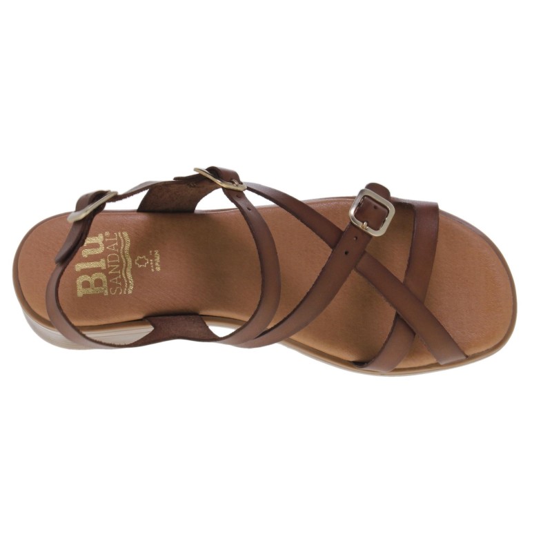 933095006BLU - Sandalia Tacón Mujer Piel Marrón