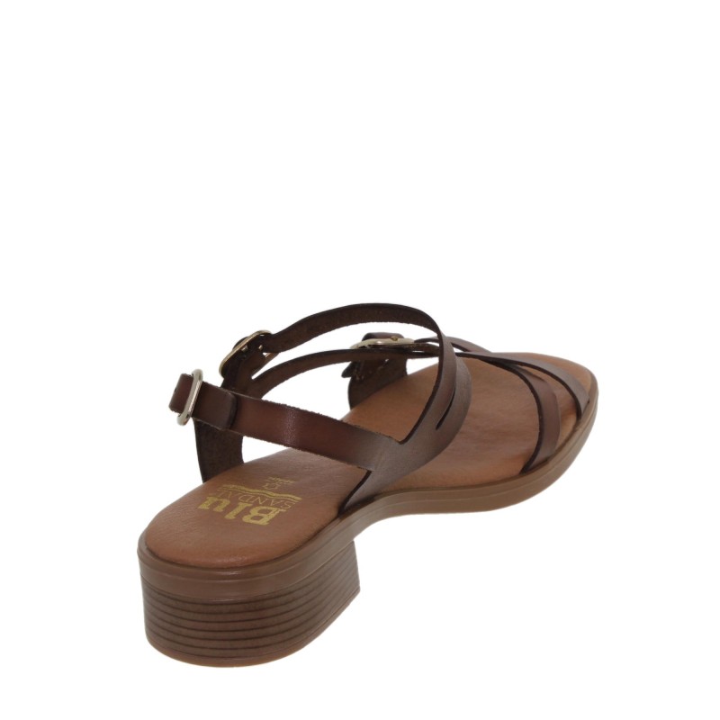 933095006BLU - Sandalia Tacón Mujer Piel Marrón