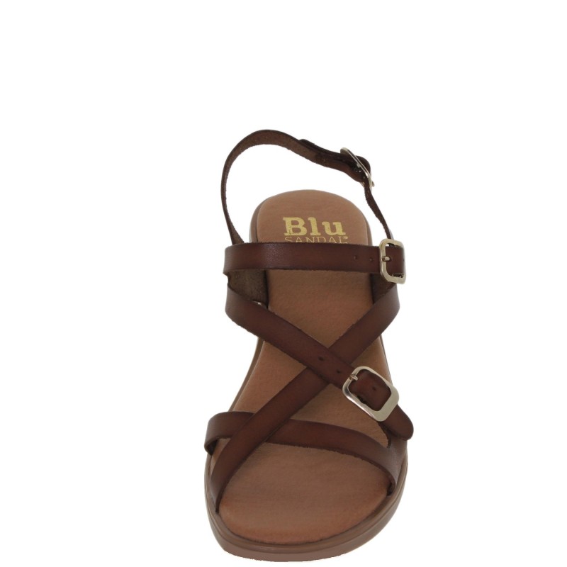933095006BLU - Sandalia Tacón Mujer Piel Marrón
