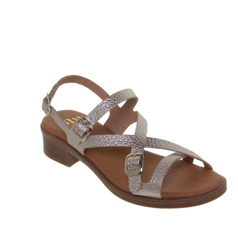 933095006BLU - Sandalia Tacón Mujer Piel Platino