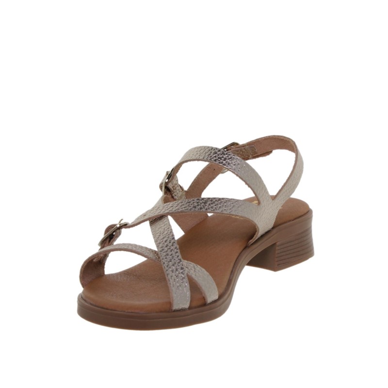 933095006BLU - Sandalia Tacón Mujer Piel Platino