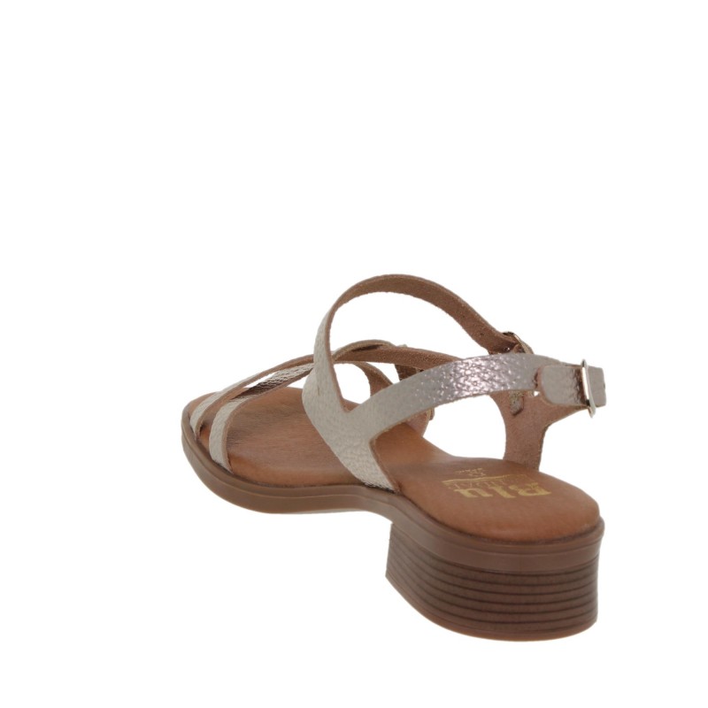 933095006BLU - Sandalia Tacón Mujer Piel Platino