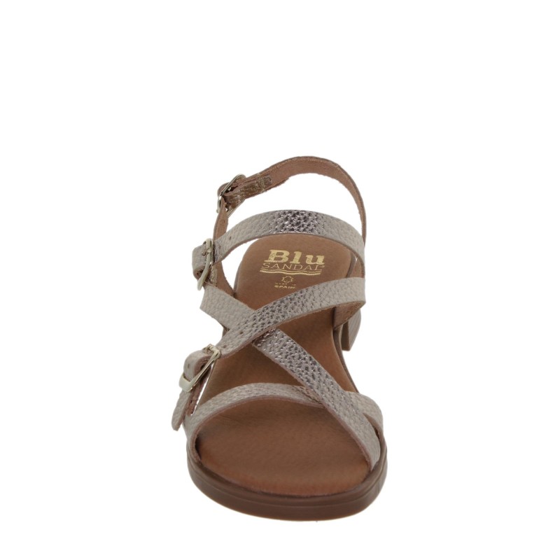 933095006BLU - Sandalia Tacón Mujer Piel Platino
