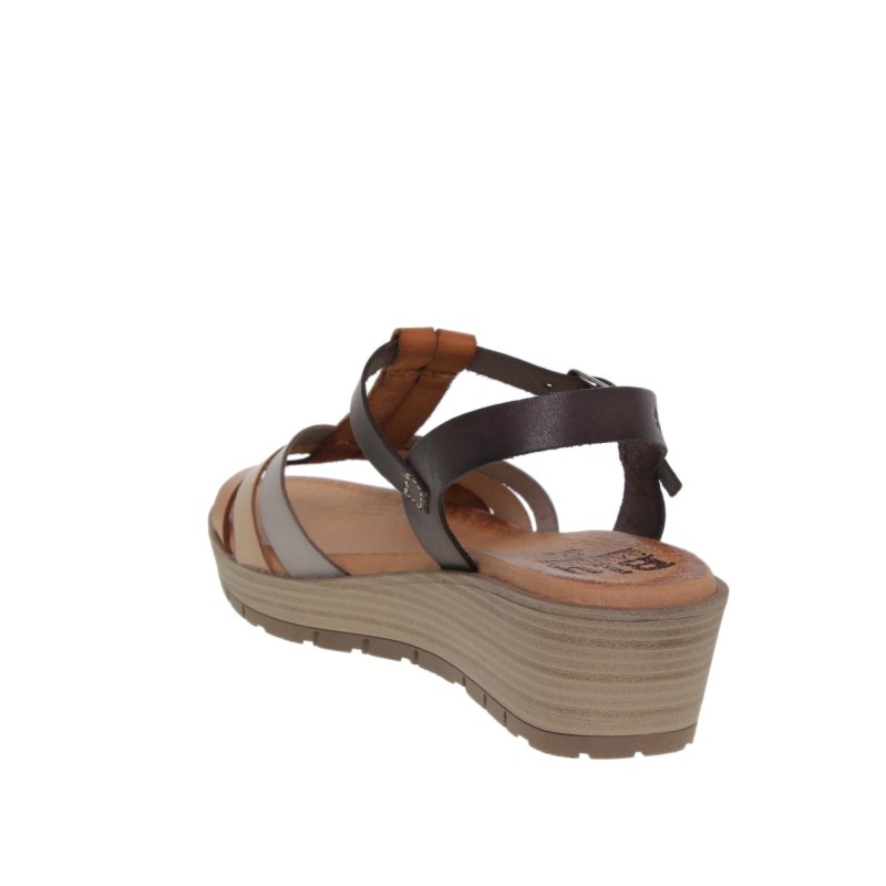 19803114BLU - Sandalia Cuña Mujer Multicuero