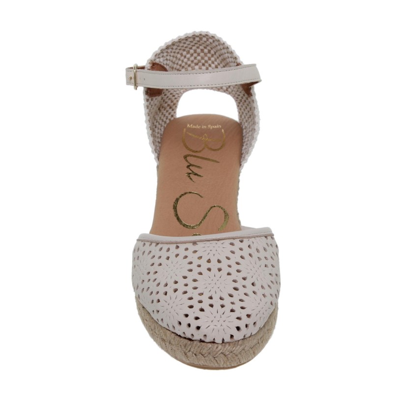 12602067BLU - Sandalia Cuña Esparto Mujer Piel Hielo
