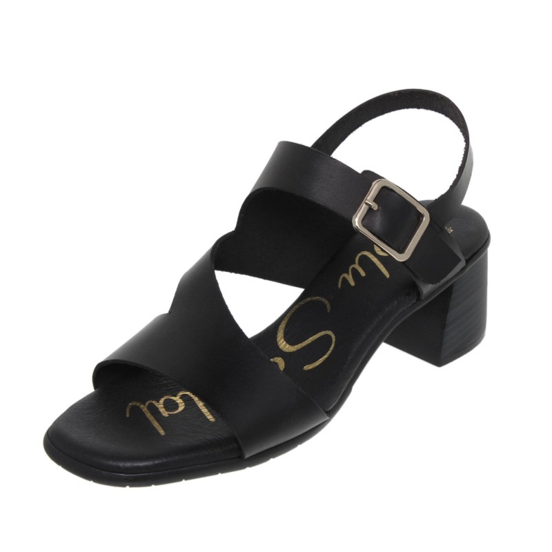 60702066BLU - Sandalia Tacón Mujer Piel Negro